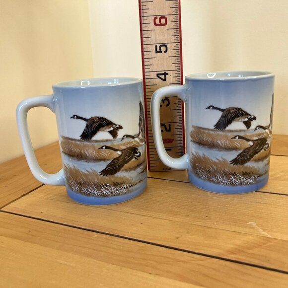 Otagiri Canada Geese Coffee Mugs Set of 2 Vintage Made in Japan 8 oz Ceramic - Picture 3 of 6